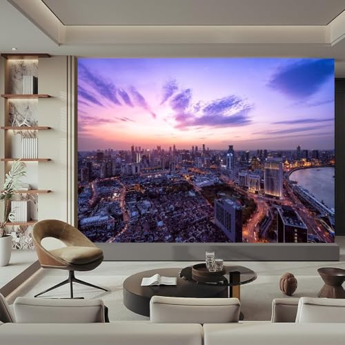 Fotomurales Decorativos Ciudad Nueva York Papel Pintado 350x256 cm 3D Mural Paisaje Nocturno Nueva York Murales Póster Pared No Tejido Dormitorio Salón Paredes Decoración Fotomural Panorámico q.3286