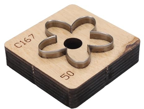 Pssopp Blumenform Leder Stanze Stürze Werkzeug, Massives Holzbasis -Design Klar Schneidende Kohlenstoffstahlblätter Leder Hohlrohstoff -Stanzwerkzeug für Handgefertigte Arbeiter (50MM)