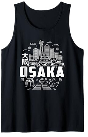 Osaka Japan Skyline - Recuerdo japonés Kanji para viajeros Camiseta sin Mangas