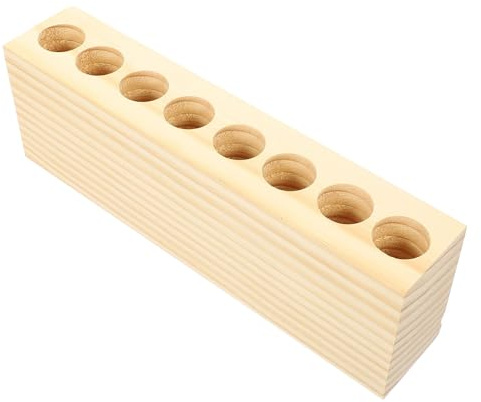 VICASKY Delicate Wooden Lipstick Stand Desktop Organizer with Multi-grids, Natural Solid Wood Makeup Rack for Lipstick and Cosmetic Storage, Household Beauty Accessory for Vanity Table