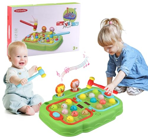 Balakaka Jeu de Taupe avec Affichage de Score, Machine de Jeu Taupe avec 2 Marteaux, Jouet de Whack Jeux Montessori pour Enfants de 3+ Ans