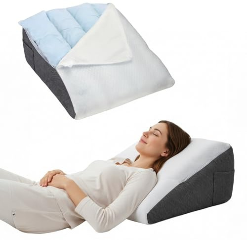 Eirolace 3-teiliges Wedge-Kissen Set mit weicher Memory Foam, verstellbare Stützkissen für erholsamen Schlaf, Neigungskissen bei Reflux, Schnarchen sowie Rücken- und Beinschmerzen