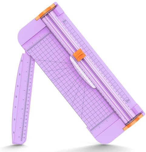MOWETOO Cortador de papel A4, guillotina recortadora de papel con protección automática de seguridad, herramienta de álbumes de recortes para cortar papel (morado)