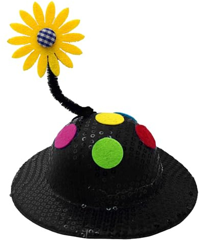 Think Jeck! Lustiger Mini-Hut Clown mit Pailletten & Wackelblume | Partyhut als Haarclip für Damen & Kinder | Witziges Accessoire für Karneval, Fasching & JGA | Wähle deine Glitzer-Farbe! (Schwarz)