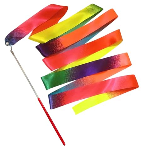 Bandes de Danse – Nylon Fibre Optique 4,5 x 200 cm dégradé de Couleurs Équipement d'entraînement de Danse Serpentins de Gymnastique | pour d'âge préscolaire, Cours de Musique, Salle de Jeux