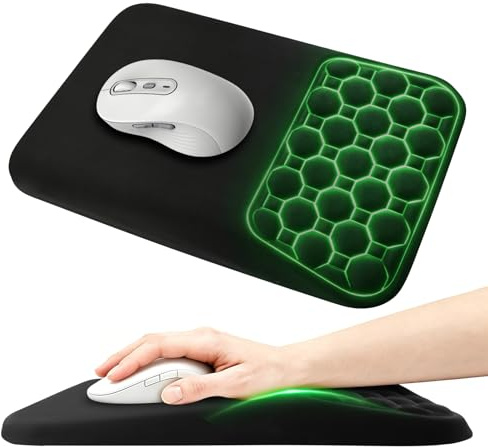 elzle Tappetino Mouse Ergonomico con Poggiapolso, Nero | Memory Foam, Superficie Impermeabile, Base Antiscivolo, per Ufficio e Gaming
