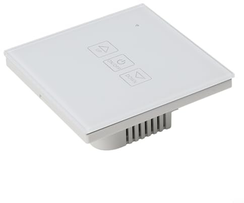 PureBowlic Smart Touch Dimmer Switch with Tempered Glass Panel, WiFi Light Control via Smartphone App, Brightness Customization for Home Lighting, Manual Up Down Press, 86x86mm White UK Standard
