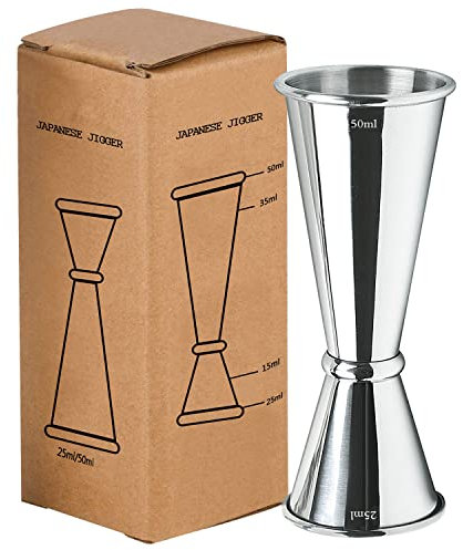 Keapaty Japanese Style Jigger – Misurino per Cocktail, 304 Stainless Steel Jigger Barman Graduato 25ml, 50ml, 15ml, 45ml