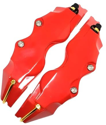 JNNJ 2 Stück Auto Bremssattel Abdeckung, 3D-Stil Bremssattel Abdeckungen, Nützliche Auto Universal Disc Bremssattel Abs Abdeckungen Vorn Hinten Auto Kit(Rot)