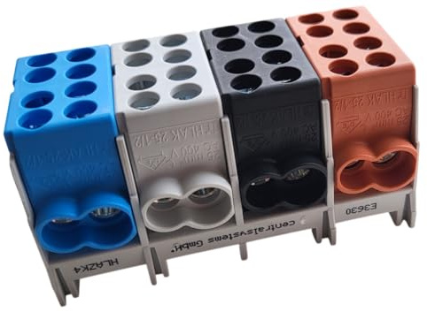 Hauptleitungs Abzweigklemme 4 polig für Hutschiene - VDE GEPRÜFT & MADE IN GERMANY - Strom Verteiler Klemmstein HLAZK4