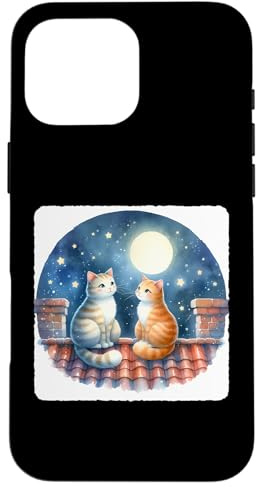 Colas de gatos cordel en techo estrellado iluminado por la luna Carcasa para iPhone 16 Pro Max