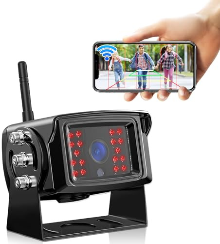 GREENAUTO WiFi-Rückfahrkamera, HD 1080P IP69K wasserdicht, 5 Sekunden Verbindung zum Mobiltelefon, ausgestattet mit zwei Antennen, geeignet für iOS Android, Einparkhilfe Wohnmobil, Auto, LKW, Anhänger
