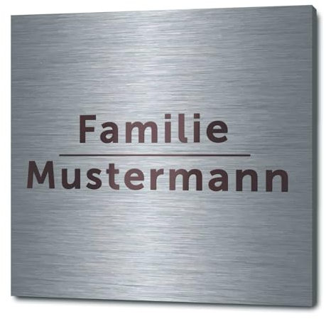 GRAVURZEILE Targhetta per porta con incisione, in acciaio inox, personalizzabile con nome e diversi motivi, resistente alle intemperie, 1 mm, acciaio inox spazzolato e levigato, per cassetta delle