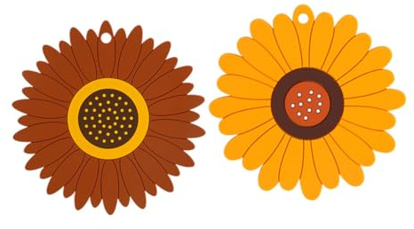 Mobestech Dessous de Plat et Multifonctionnels Lot de 2 Antidérapants Tournesol en PVC Tapis de Table Créatif Protection la Chaleur pour Maison et Hôtel