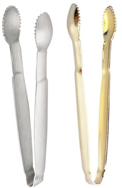 IMIKEYA Lot de 2 Pinces à Sucre Carrées en Acier Inoxydable et Plaqué Or, Pinces Alimentaires Compactes pour Service, Usage Bar Cuisine, Idéales pour Café, Thé, Fêtes et Buffets