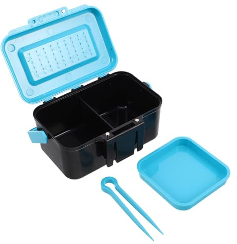 TOPBATHY Caja para Cebo de Pesca Colgante Azul con Clip Soporte para Gusanos y Lombrices Rojas Contenedor ABS Resistente y Ligero Organizador Multifuncional para Accesorios de Pesca