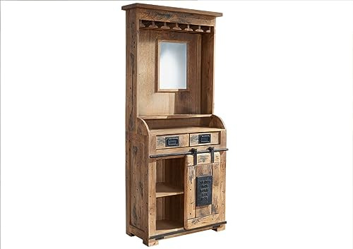 MASSIVMOEBEL24.DE Bar Mango Natur lackiert Railway #141 | 75x35x170 cm (BxTxH) 42 kg Industrial montiert vollmassiv