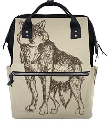 MONTOJ Wolf Sketch Design Canvas Reisetasche Campus Rucksack One Size 1