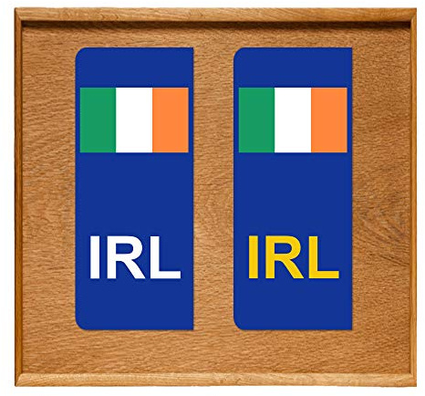 Number Plate Vinyl Stickers - Ireland - Irish Flag - IRL - 1 x set of 2 by Party Decor
