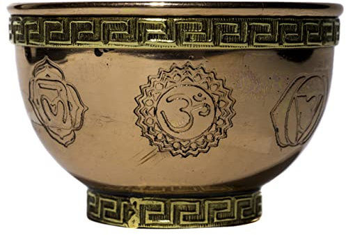 Berk KH-402 Räucherschale feuerfest aus Kupfer *Chakra* mit Messing Veredelung - Smudge Räuchergefäß für Salbei & Weihrauch Räuchern - Chakra Deko