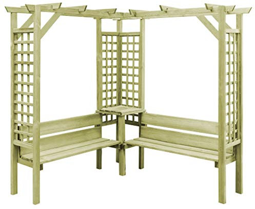 Tidyard Pergola d'angle avec Banc/Pergola Exterieur/Pergola de Jardin en Bois de pin imprégné