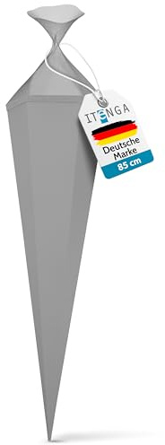 itenga Bastelschultüte Schultütenrohling Zuckertüte Schultüte eckig 85 cm mit Tüllverschluss (grau)
