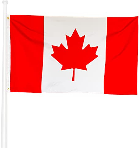 KliKil Drapeau de Canada - Grand drapeau en polyester résistant de 150x90 cm avec œillets en métal, idéal pour les célébrations comme Canada Day, July 1st, The Maple Leaf