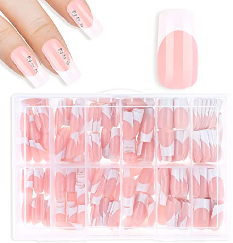 cobee 360 Stück Press on Nails Künstliche Nägel Zubehör mit Displasy Aufbewahrungsbox und Nagelfeile (Rechteckig)