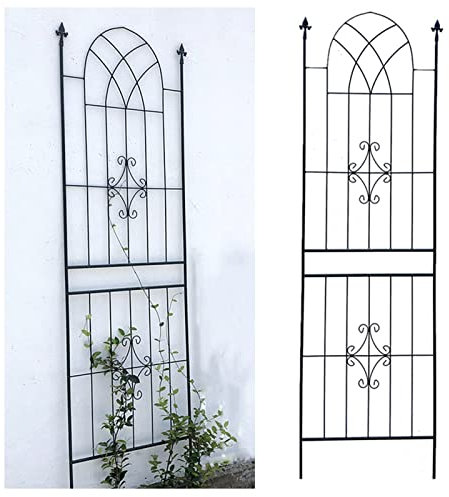 Panneaux De Treillis De Jardin en Métal Extérieur, Treillage De Jardin pour Plantes Grimpantes, Grille Fleurs Arceau Rosier 230 X 60 Cm, Style Vintage en Détresse(Color:Dark Green)