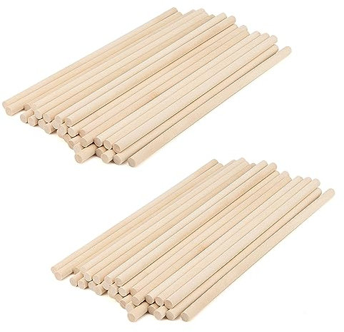 MANCHAP 60 Pack 30cm/12 Inch Wooden Dowels Rods, 10mm Round Wood Craft Sticks, Hardwood Dowels Rods for Woodcraft, Decorations