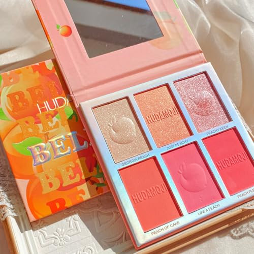 KARLOR Blush Highlighter Palette, 6-in-1 Blush Puder Rouge Kompakt Blush Highlighter Make up für den perfekten Glow Multitonales Puder Blush rosa Rouge blush peach natürlich gut pigmentiert (01#)