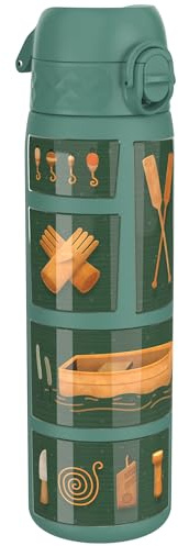 ION8 Water Bottle (500ml) Slim Leak Proof & BPA Free Thermal Drinking Bottle, Triple Lock Lid to Prevent Spills & Hide Away Handle, Made with Vacuum Insulated ThemoShield StainlessSteel, Fishing