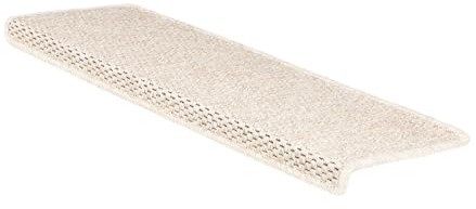 casa pura Stufenmatte in Sisal Optik | Treppen-Teppich Flachgewebe mit Tiger-Eye-Struktur robuster Treppenschutz | 65x23,5 cm | rechteckig | einzelne Treppenstufen Matte, Creme 15 Stück Kalkuta