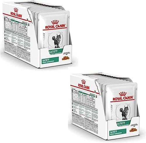 Royal Canin Veterinary Satiety Weight Management | Doppelpack | 2 x 12 x 85 g | Diät-Alleinfuttermittel für Katzen | Zur Verringerung von Übergewicht | Feine Stückchen in Soße