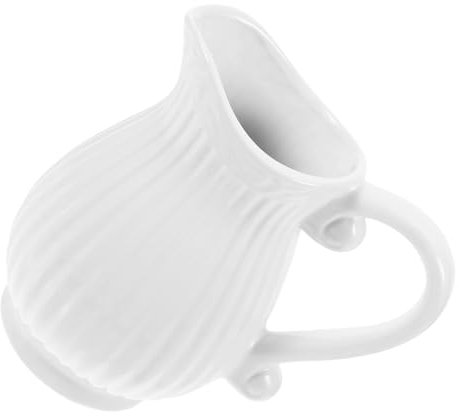 Zerodeko Keramik Blumenvase im Landhausstil als Dekorative Vase in Krugform mit Weißem Design und Praktischem Griff für Selbstgemacht Blumengestecke und Stilvolle Vasendekoration