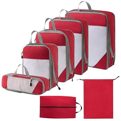 RUIOMII Koffer Organizer PackwüRfel Rucksack,Suitcase Organizer Koffer Organizer Set Packing Cubes Compression, PackwüRfel P