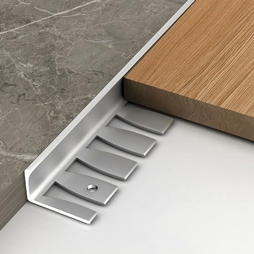 Raouoae Perfil De Borde Flexible De Riel De Baldosa De Aleación De Aluminio 135cmx2, Perfil L Para Protección De Bordes De Cerámica, Perfil Angular Para Suelos, Altura 12,5-15 Mm, Para Revestimientos
