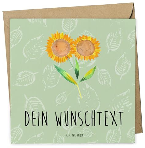 Mr. & Mrs. Panda Personalisierte Karten Blume Sonnenblume - Geschenke, Garten, karte personalisiert, Postkarte, Best Friends, Sonnenblumen, Zusammen, Freundin, Vertrauen, Grußkarte, Beste, Grußkarten