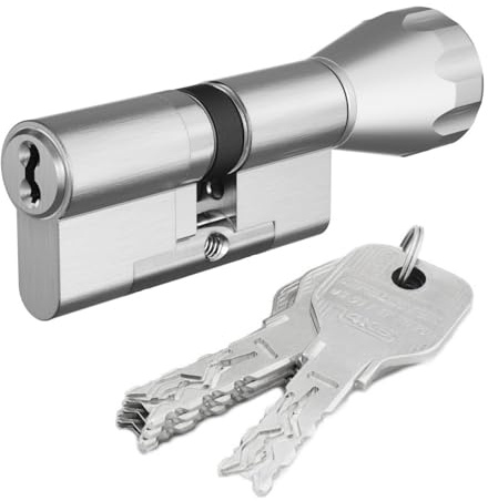 EVVA 4KS Knaufzylinder 51/36K | Hochsicherheits-Zylinder Schließzylinder mit Bohrschutz Ziehschutz Picking-Schutz | Patentschutz | 5 Schlüssel und Sicherungskarte (K=Knauf/Innenseite) | Nickel matt