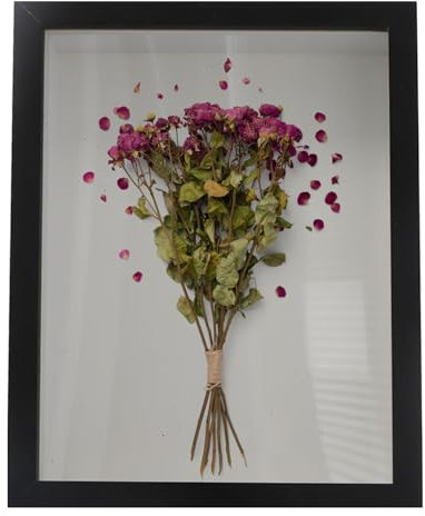 PTJJXA Cornice Portafoto 3D, Cornice Profonda, 22x17cm, Cornice Contenitore Riempibile, Cornice per Oggetti con Foglio Acrilico, Cornice per Fiori Secchi 3D Ombra Box per Medaglie Fiori Foto (Nero)