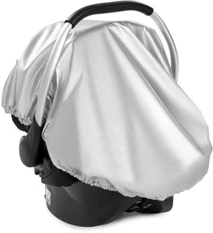 Zamboo Housse Siege Auto Bebe pour l'Été, Protection Cosy Universelle, Effet Rafraissant, Anti-Surchauffe, Anti-Thermique - Pour Groupe 0 1 2 3 - Fixation Rapide par Elastique - Argenté