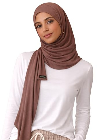 HENKi 100% Baumwolle Cotton Hijab Jersey Kopftuch Frauen Premium (Schokobraun #52)