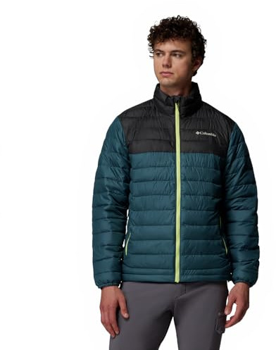 Columbia Powder Lite 2 - Chaqueta con capucha para hombre, chaqueta acolchada con capucha, azul claro (Everblue, Shark), talla XL