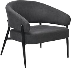 byLIVING Sessel John, Webstoff dunkelgrau, Metallgestell schwarz | B 75, H 72,5, T 73 cm