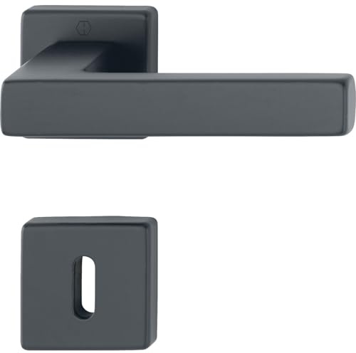 HOPPE 12248174 Drücker 52-57, AL3 Drückergarnitur Austin-auf Rosette BB, TS 52-57 mm, Aluminium schwarz