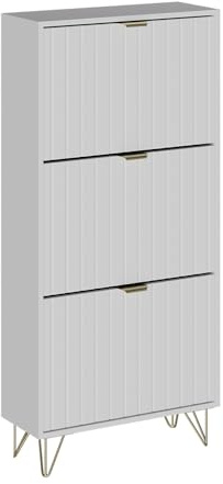 Vicco Schuhschrank Helge, Weiß, 60 x 128.5 cm | 3 Fächer, zur Aufbewahrung und Organisation von Schuhen im Eingangsbereich