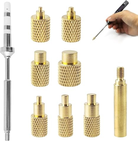 7 Stück Lötspitzen und Einschmelzgewinde Set, M2/ M2.5/ M3/ M4/ M5/ M6/ M8, Messing, mit Adapter, für TS100/TS101 Lötspitzen, Austauschbar mit Standard 936 Universalspitzen (Gelb)