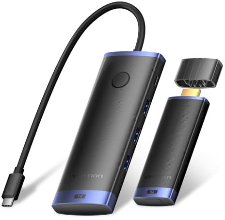 VENTION Wireless HDMI Transmitter and Receiver 1080P@60Hz, USB C Dock with 4K@30Hz HDMI, 5Gbps Data Transfer, 165FT/50M, 60W Fast Charging for MacBook Air/Pro, Mac Mini M4, Phone, Tablet