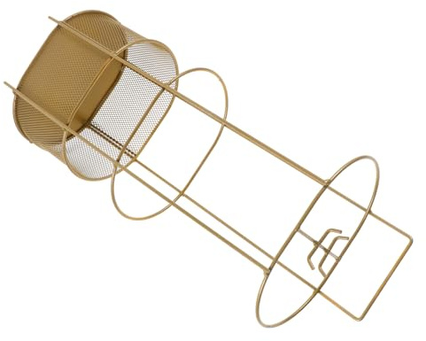 Gatuida Paragüero Metálico Estable con Base Recogegotas Cubo para Almacenamiento de Paraguas Soporte Independiente para Entrada y Pasillos Diseño Moderno Dorado Pequeño