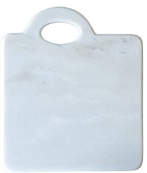 Tabla de cortar de mármol blanco 30x25 cm con mango | Tabla de cocina artesanal Made in Italy para quesos, embutidos y sushi | Bandeja elegante de piedra natural – Kalu Creations